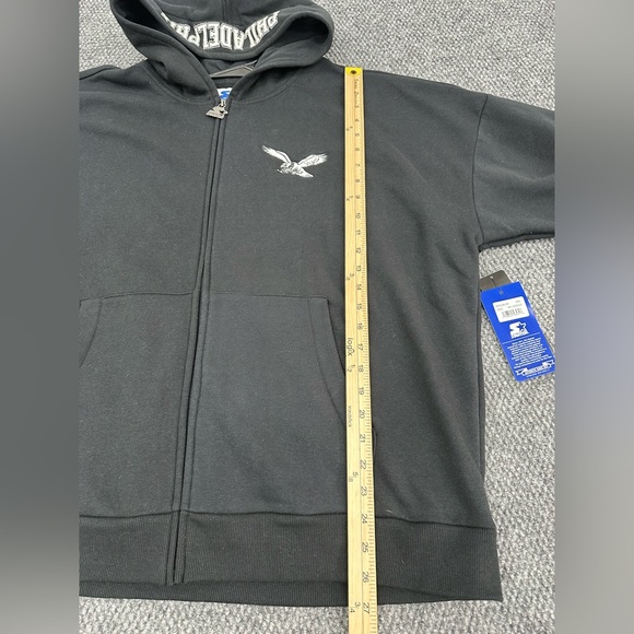 Philadelphia Eagles Women's 2XL Starter Black Full-Zip Hoodie Sweatshirt Relaxed - Picture 6 of 9